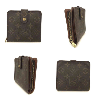 $520 2000 Louis Vuitton Monogram Compact Zip Bifold Wallet Brown CA0040 10021015