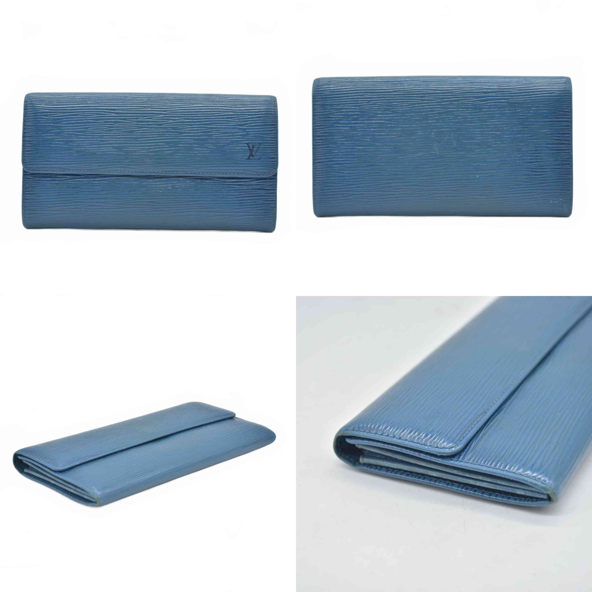 $850 1994 Louis Vuittion Epi Sarah Wallet Blue BA1904 CONSIGNMENT