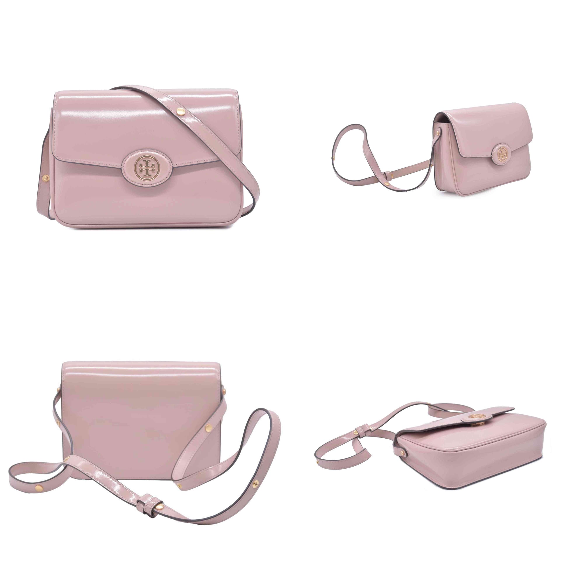 $420 Tory Burch Robinson Spazzolato Convertible Shoulder Bag Primrose CONSIGNMENT