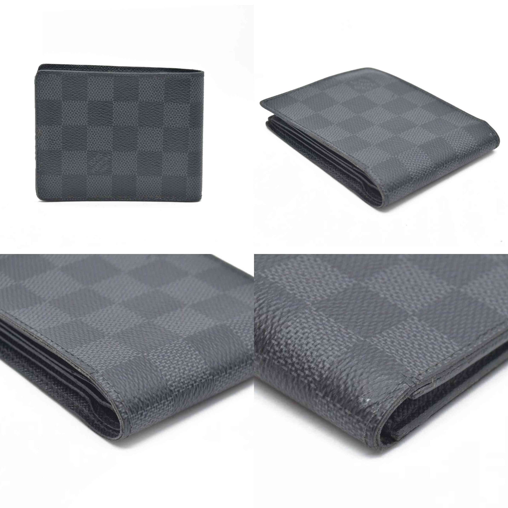 $545 CONSIGNMENT LOUIS VUITTON Damier Graphite Portefeuille Multiple Bifold Wallet Black SP0136