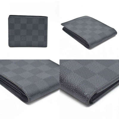 $545 CONSIGNMENT LOUIS VUITTON Damier Graphite Portefeuille Multiple Bifold Wallet Black SP0136