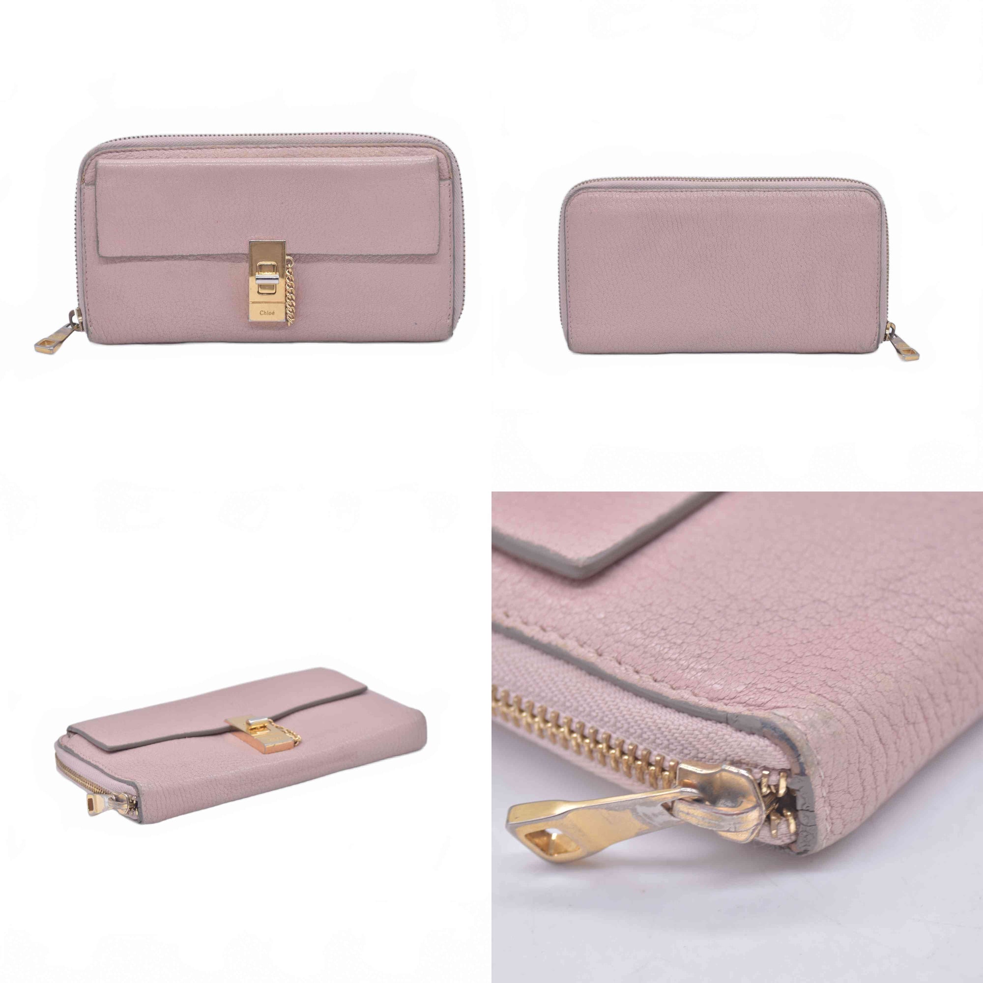 $605 2015 Chloe Long Drew Zip Around Flap Wallet Pink 10021062