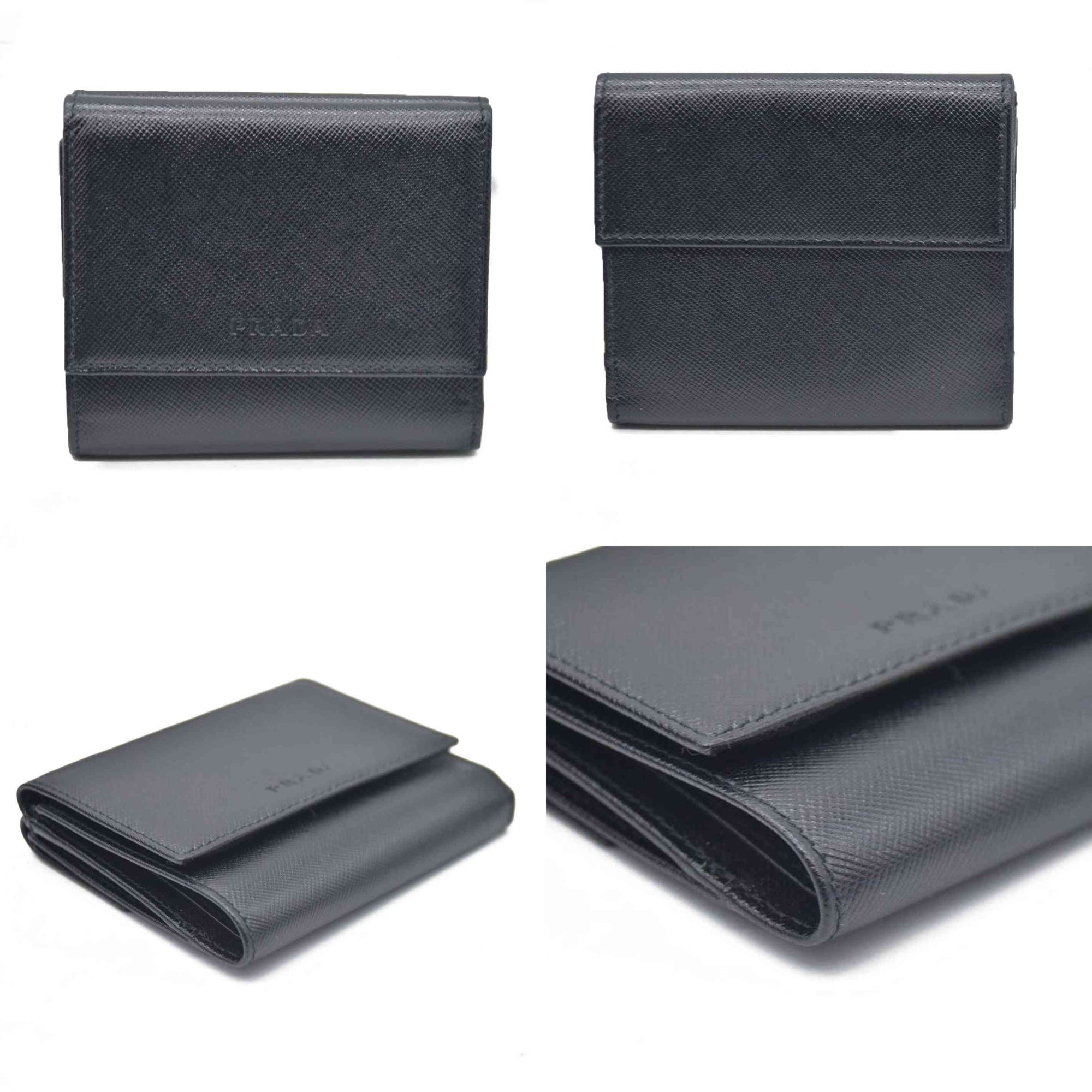 AUCTION $775 Prada  Saffiano Business Card Holder Nero Black