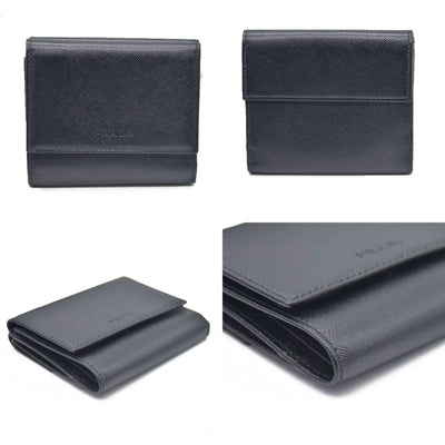 AUCTION $775 Prada  Saffiano Business Card Holder Nero Black