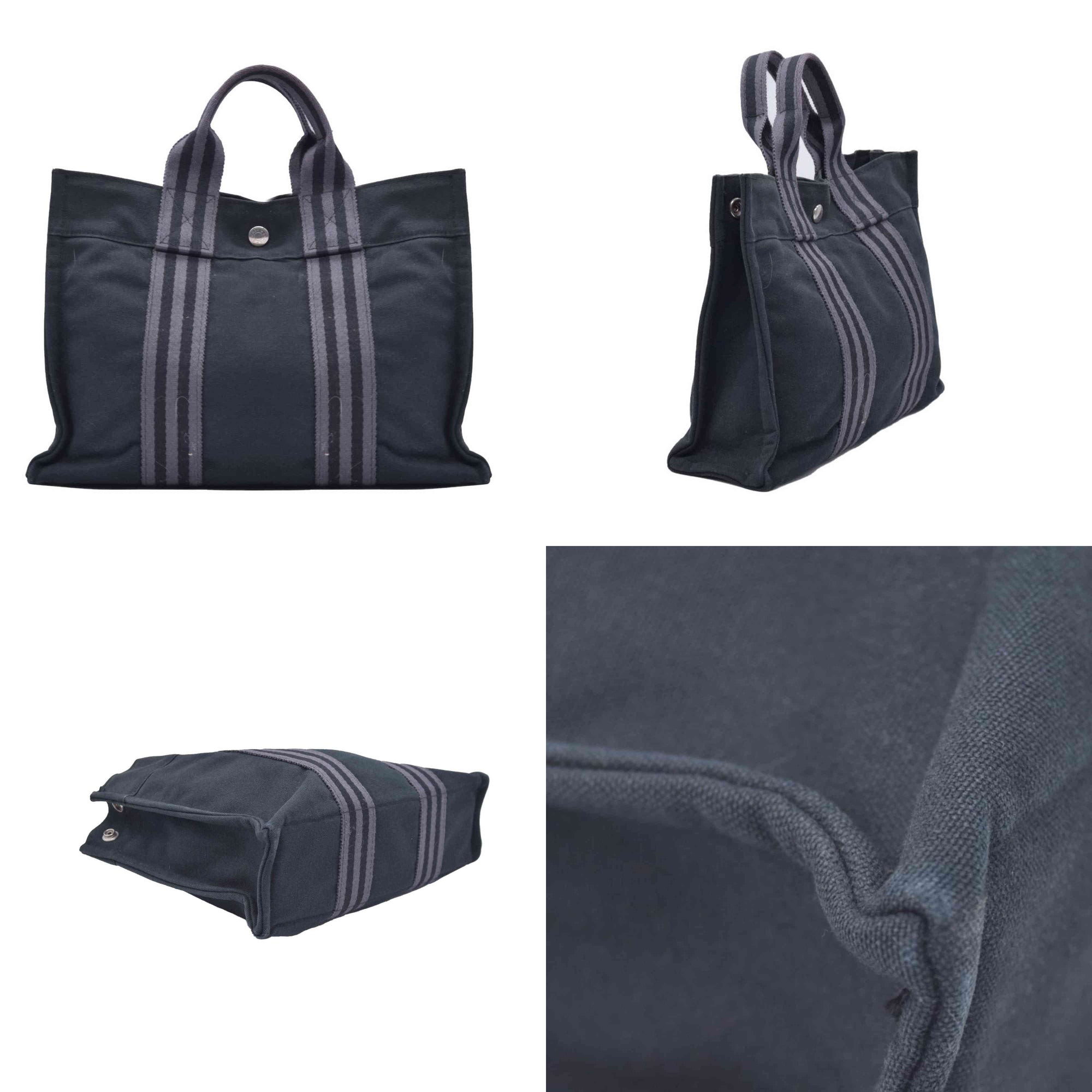 $780 HERMES Toile Fourre Tout PM Black CONSIGNMENT 10021191