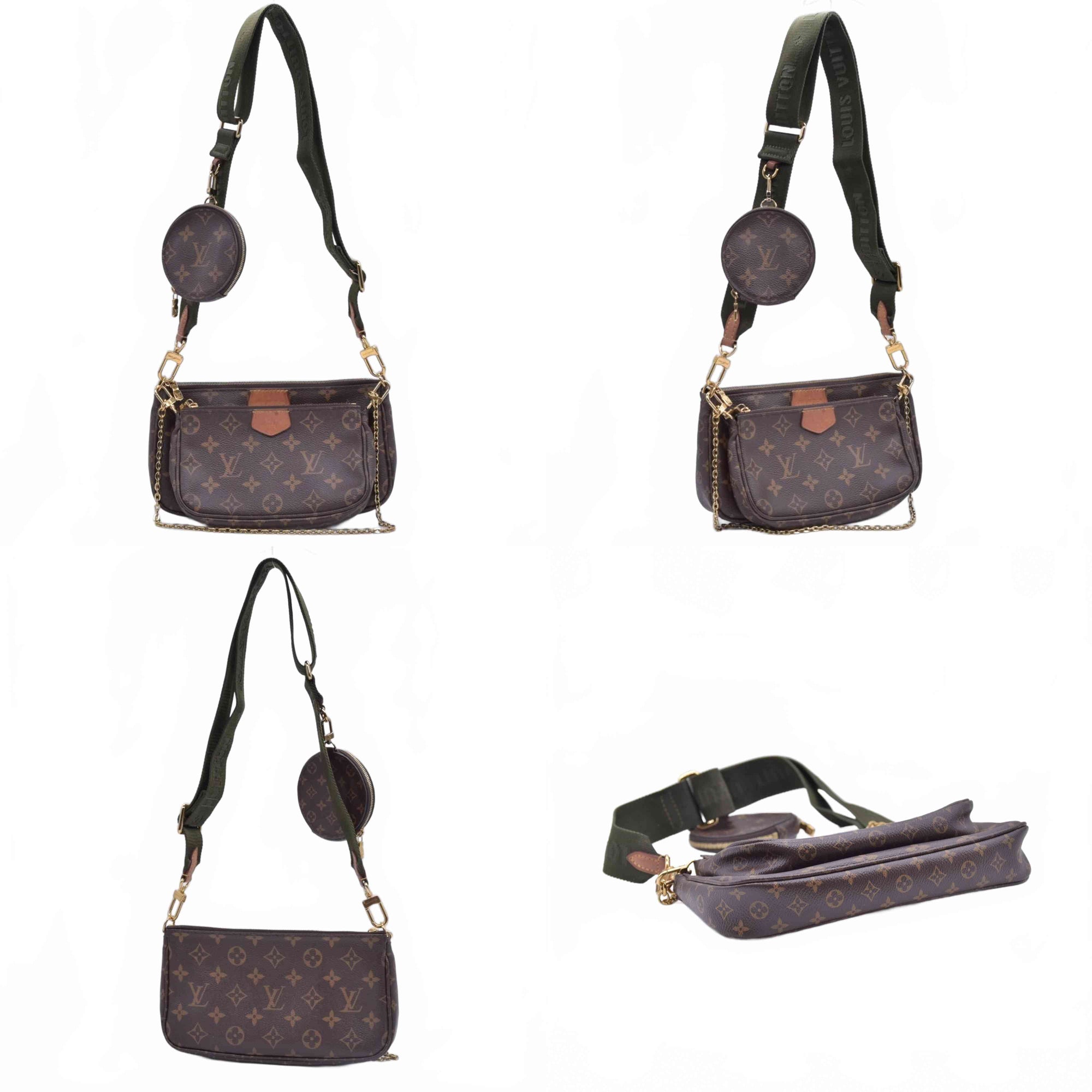 $2930 RFID Louis Vuitton Monogram Multi Pochette Accessories Kaki CONSIGNMENT