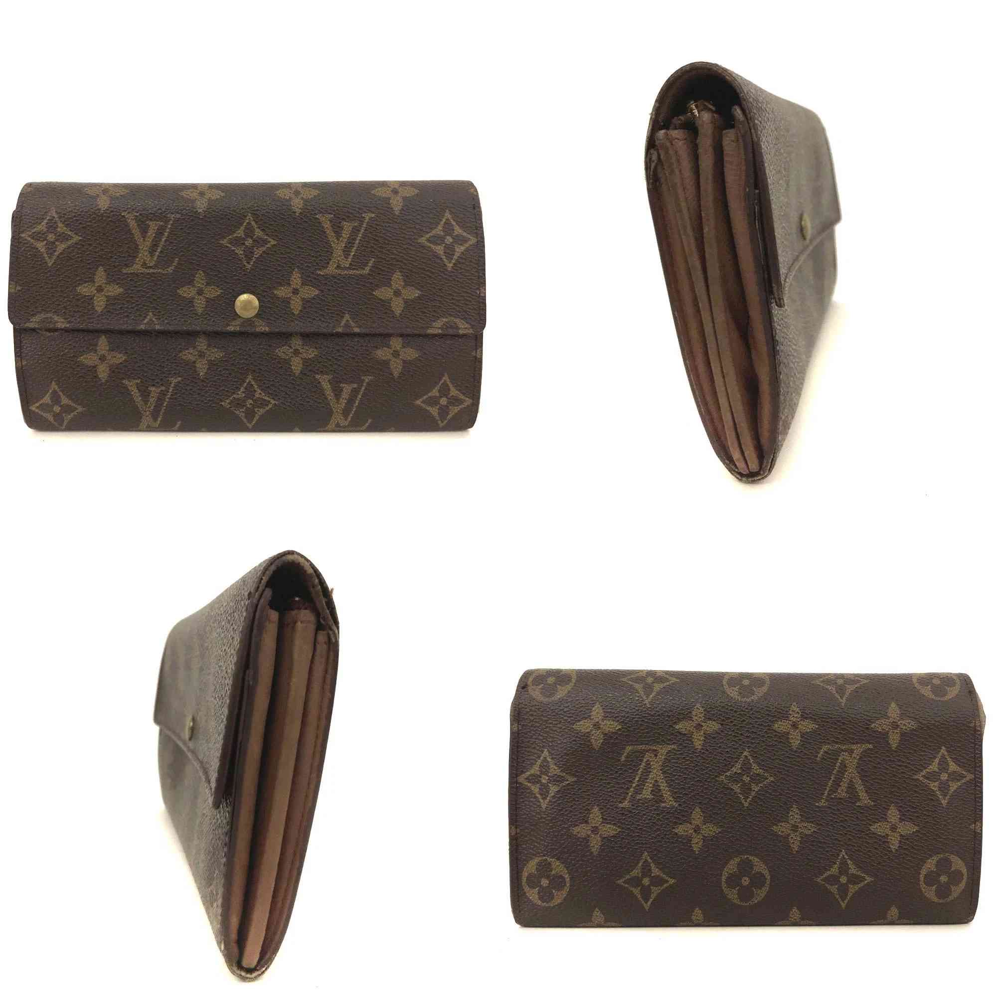 $725 1996 Louis Vuitton Monogram Portefeiulle Sarah Long Bifold Wallet Brown TH1906
