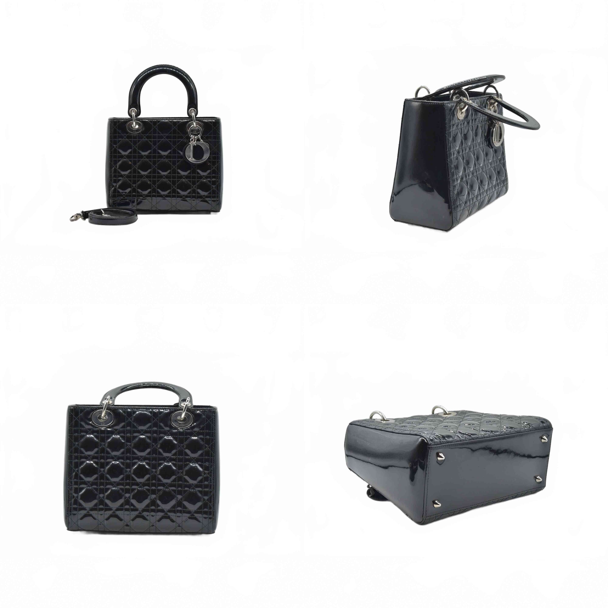 $6700 CHRISTIAN DIOR Cannage Medium Lady Dior Black