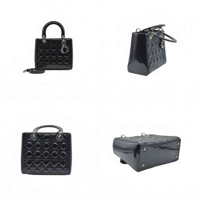 $6700 CHRISTIAN DIOR Cannage Medium Lady Dior Black