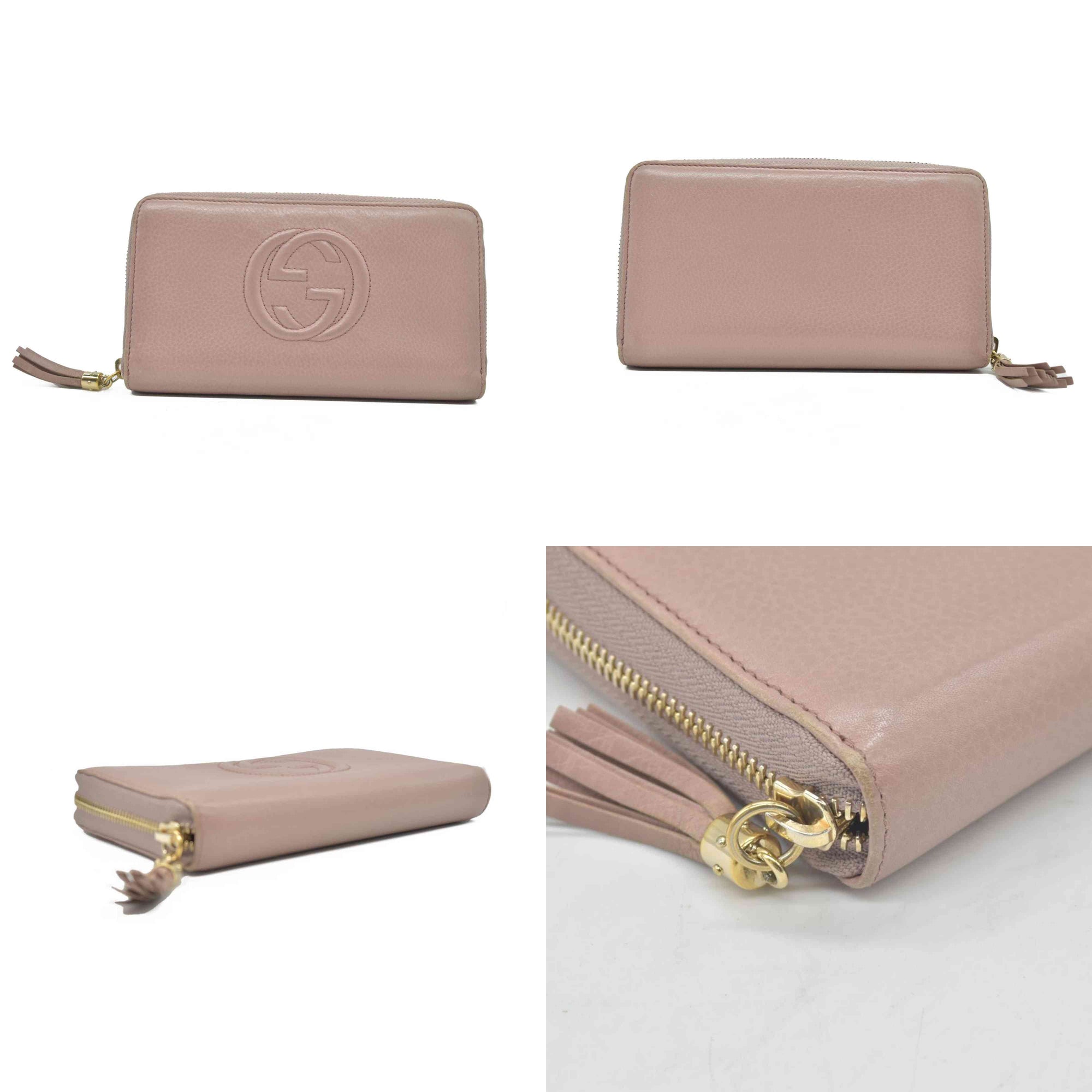 Gucci Pebbled Calfskin Soho Zip Around Wallet Camelia COSNIGNMENT