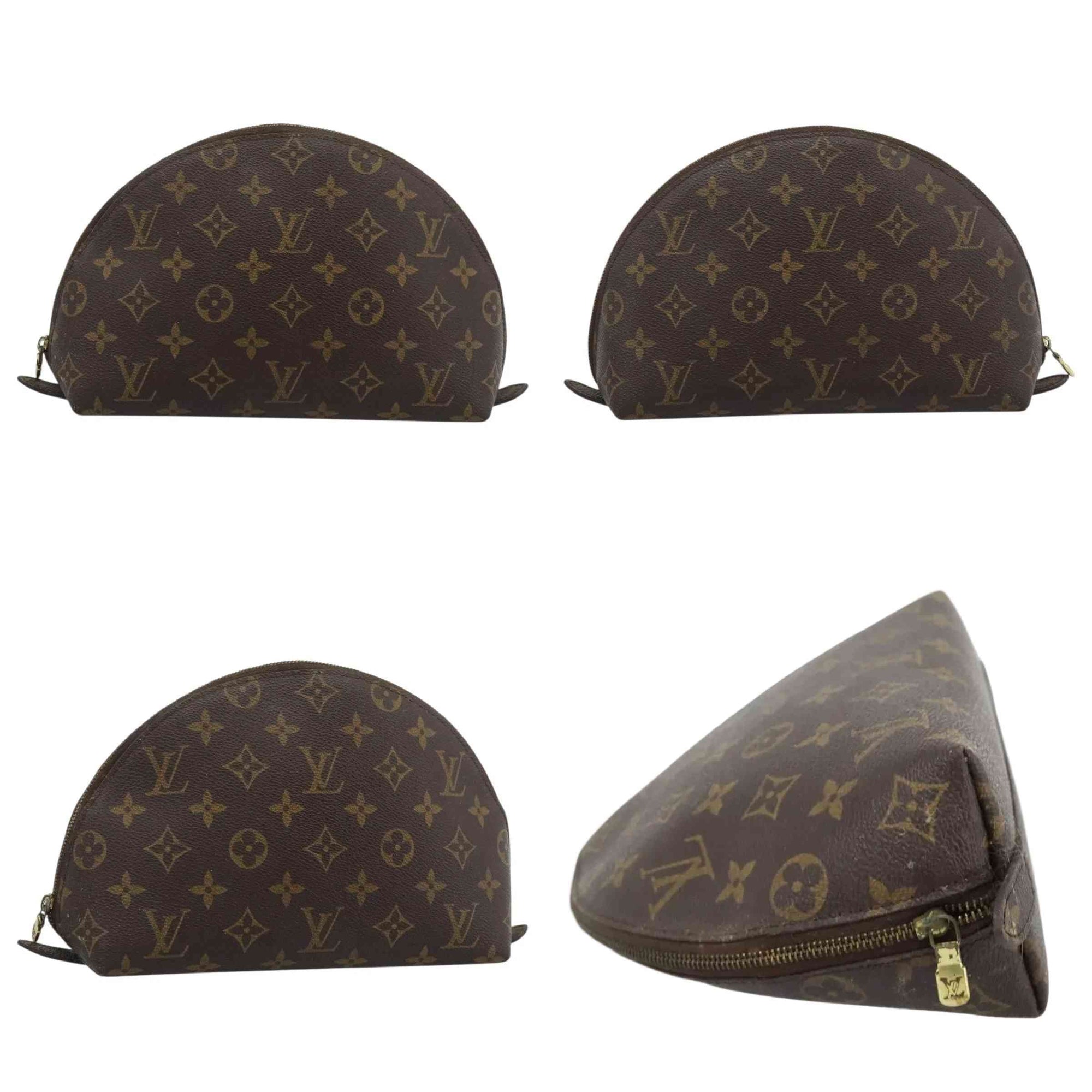 $735 2003 LOUIS VUITTON Monogram Trousse Demi Ronde TH0053