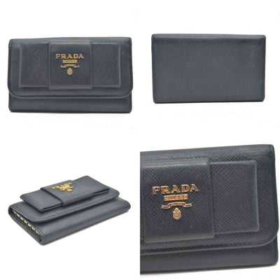 Prada Saffiano Leather Bow Key Holder