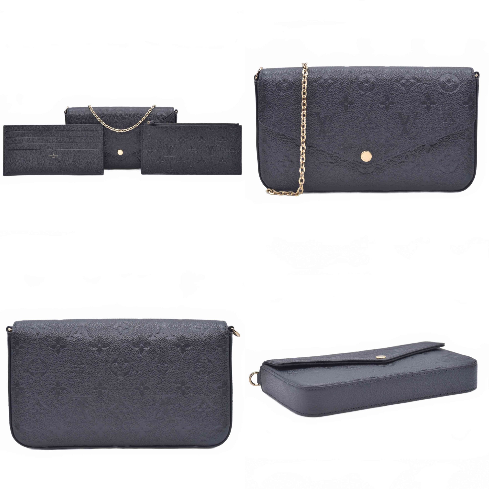 $1770 Louis Vuitton Felicie NM Black Empreinte RFID