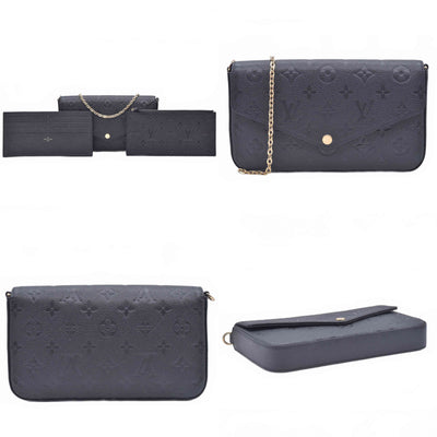 $1770 Louis Vuitton Felicie NM Black Empreinte RFID