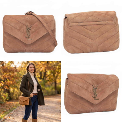 $1890 2022 Saint Laurent Suede Toy Loulou Shoulder Bag Cinnamon