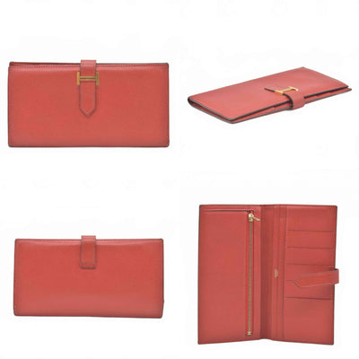 $4100 Hermes Epsom Bearn Gusset Wallet Rouge