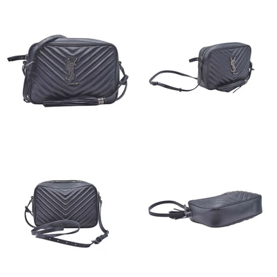 $1950 Saint Laurent Calfskin Matelasse Monogram Lou Camera Bag Black