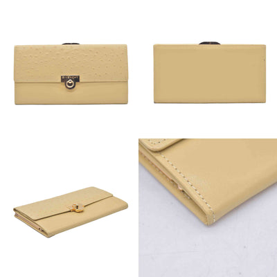 $590 Givenchy Yellow Ostrich-Effect Leather Clasp Wallet CONSIGNMENT