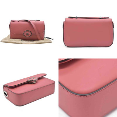 $2980 Gucci Senna Calfskin Petite GG Top Handle Shoulder Bag Pink