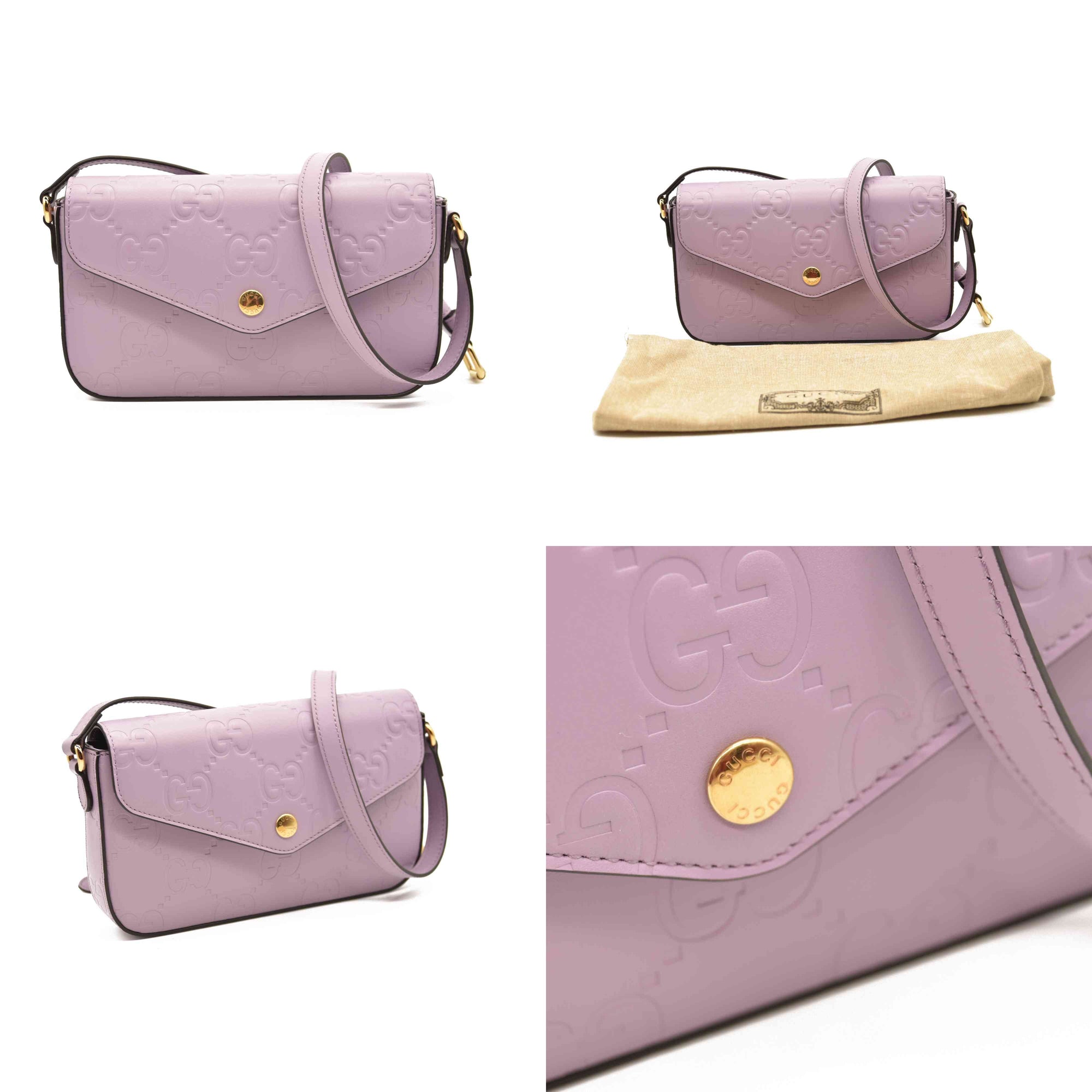 $1590 Gucci  Calfskin GG Super Mini Shoulder Bag Purple CONSIGNMENT