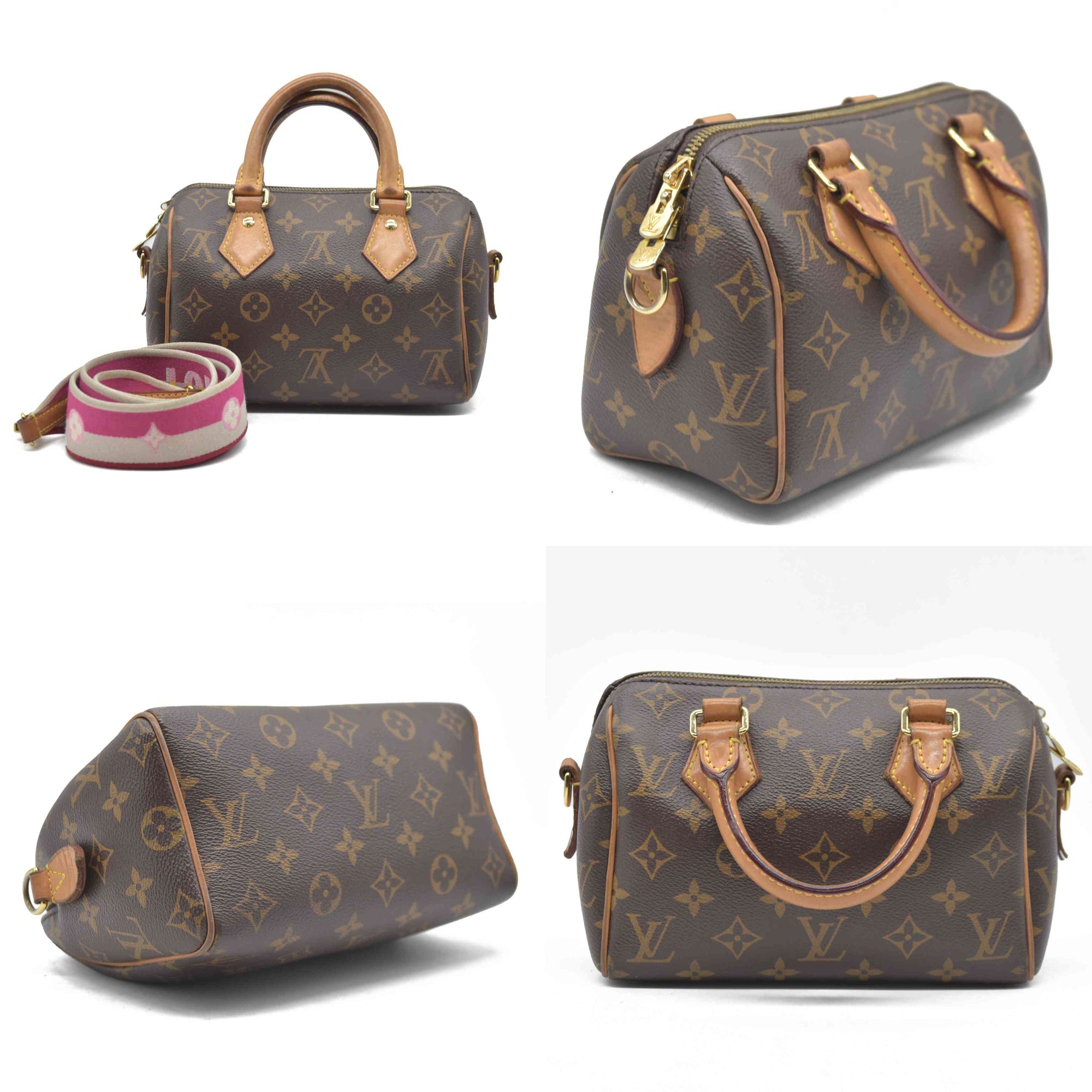 $2260 LOUIS VUITTON Monogram Speedy Bandouliere 20 Fuchsia RFID