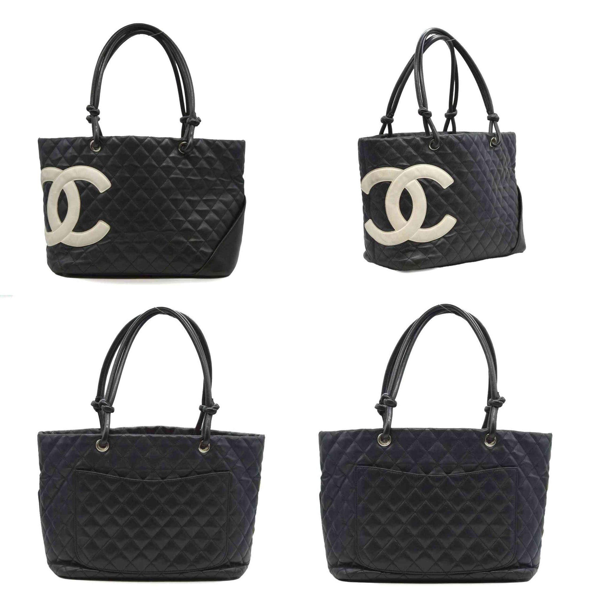 $2250 Chanel Tote Bag Cambon Line Black Lamb Skin 2870059