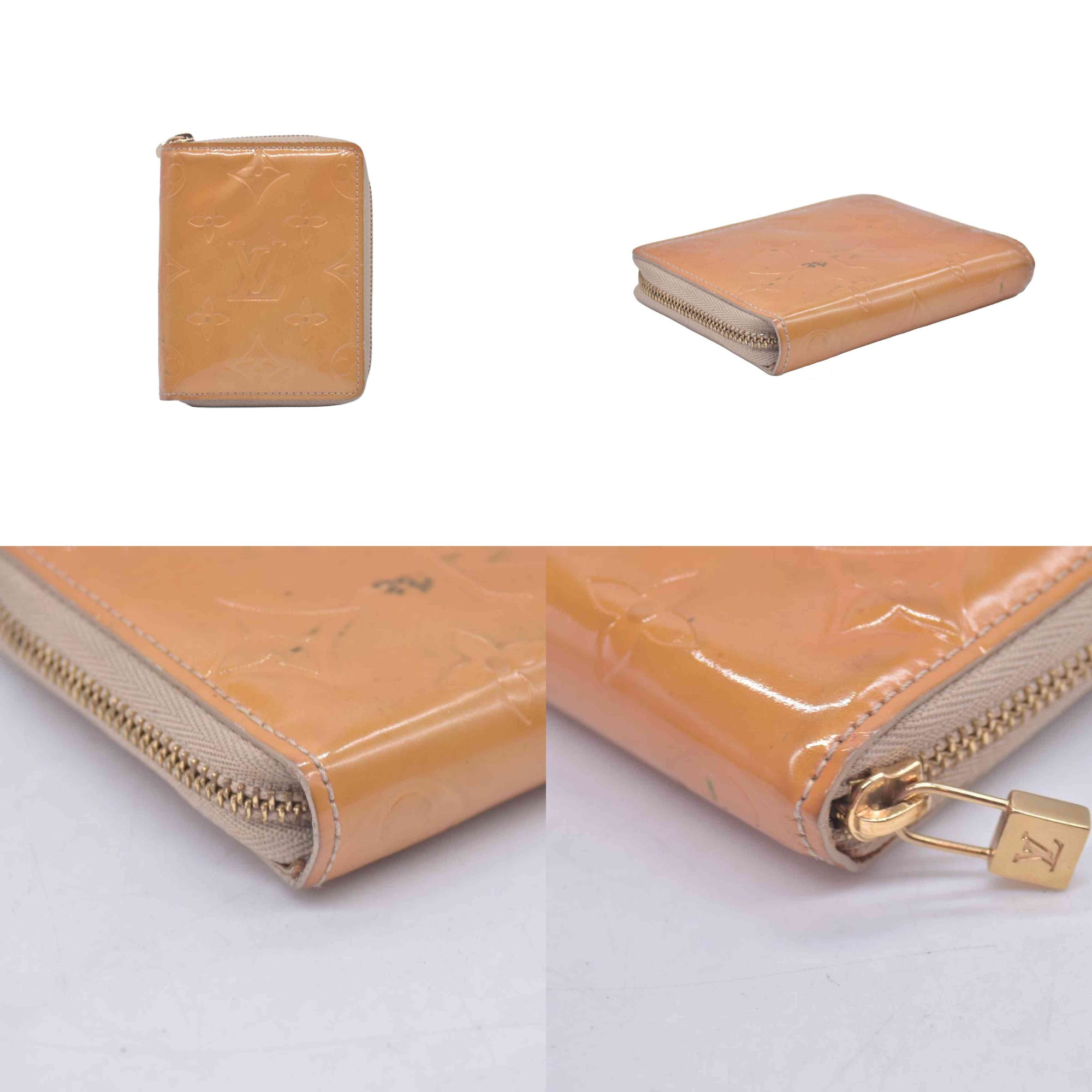 $520 1999 Louis Vuitton Vernis Zippy Coin Purse Wallet Beige BJ0959 10019326