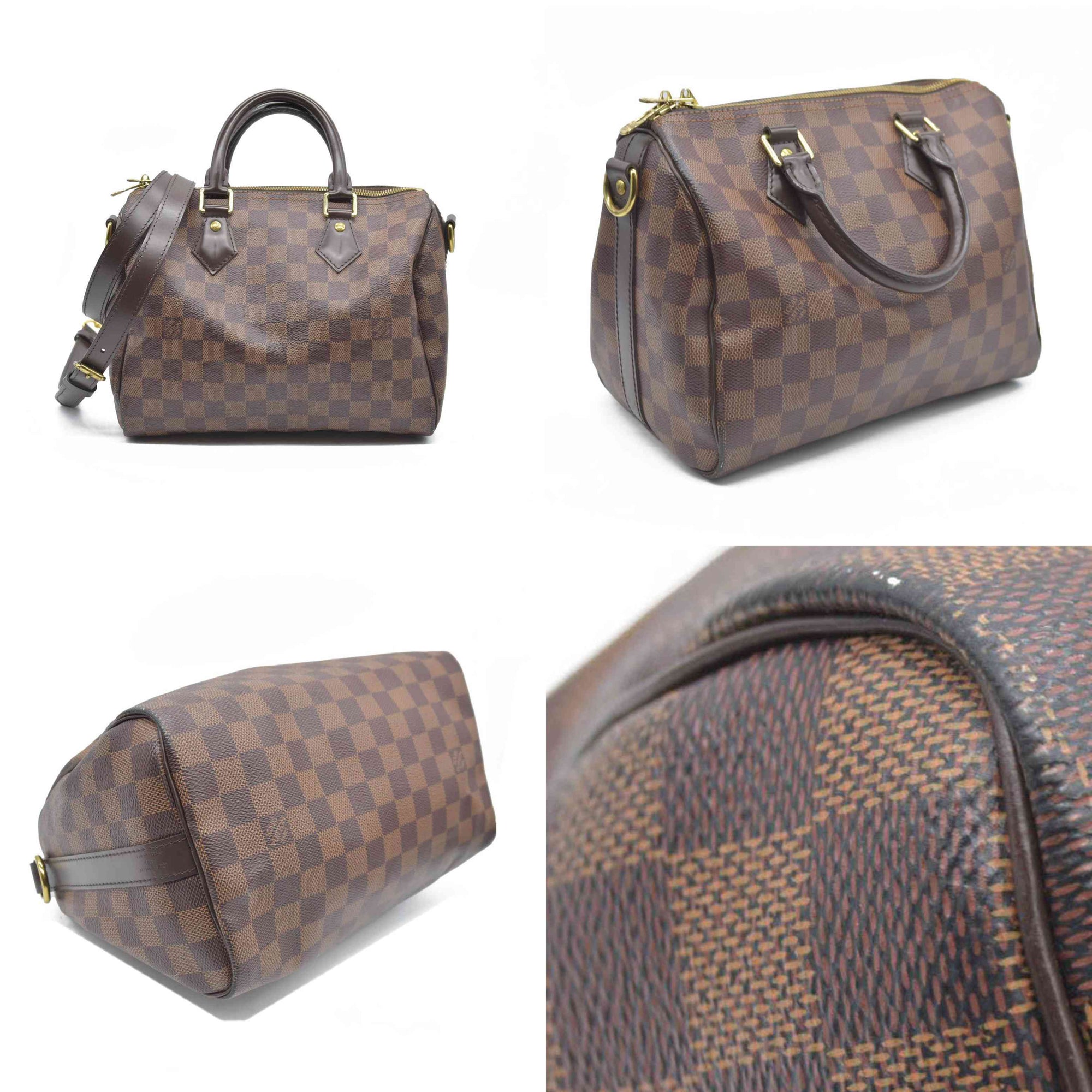 $1940 Louis Vuitton Damier Ebene Speedy Bandouliere 25