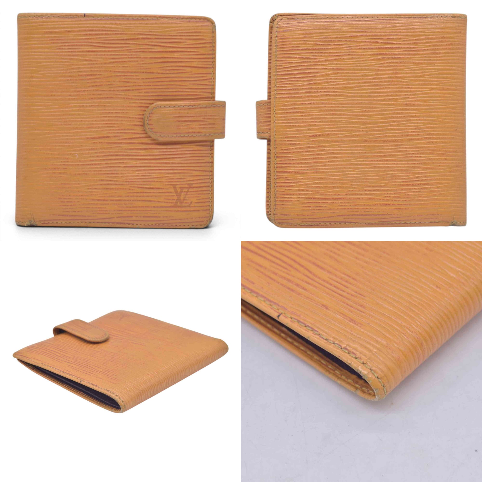 $680 LOUIS VUITTON Yellow Epi Leather Compact Snap Wallet CONSIGNMENT 10021590