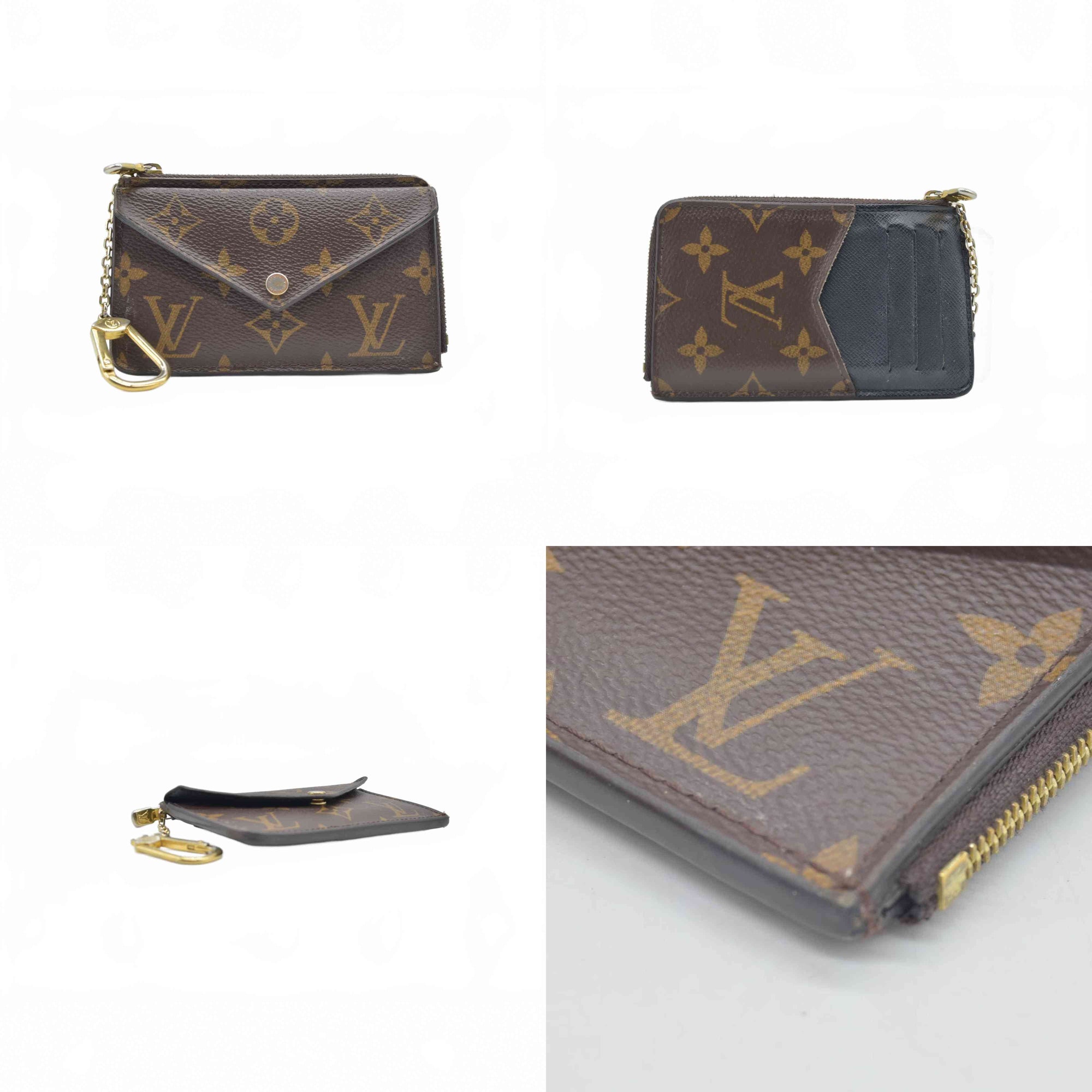 $675 Louis Vuitton  Monogram Recto Verso Card Holder Black RFID