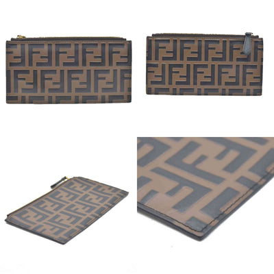 AUCTION $1550 Fendi Vitello Soft F is Fendi Bi-Color FF 1974 Embossed Envelope Wallet On Chain with Pouches Maya Black Insert Zipper