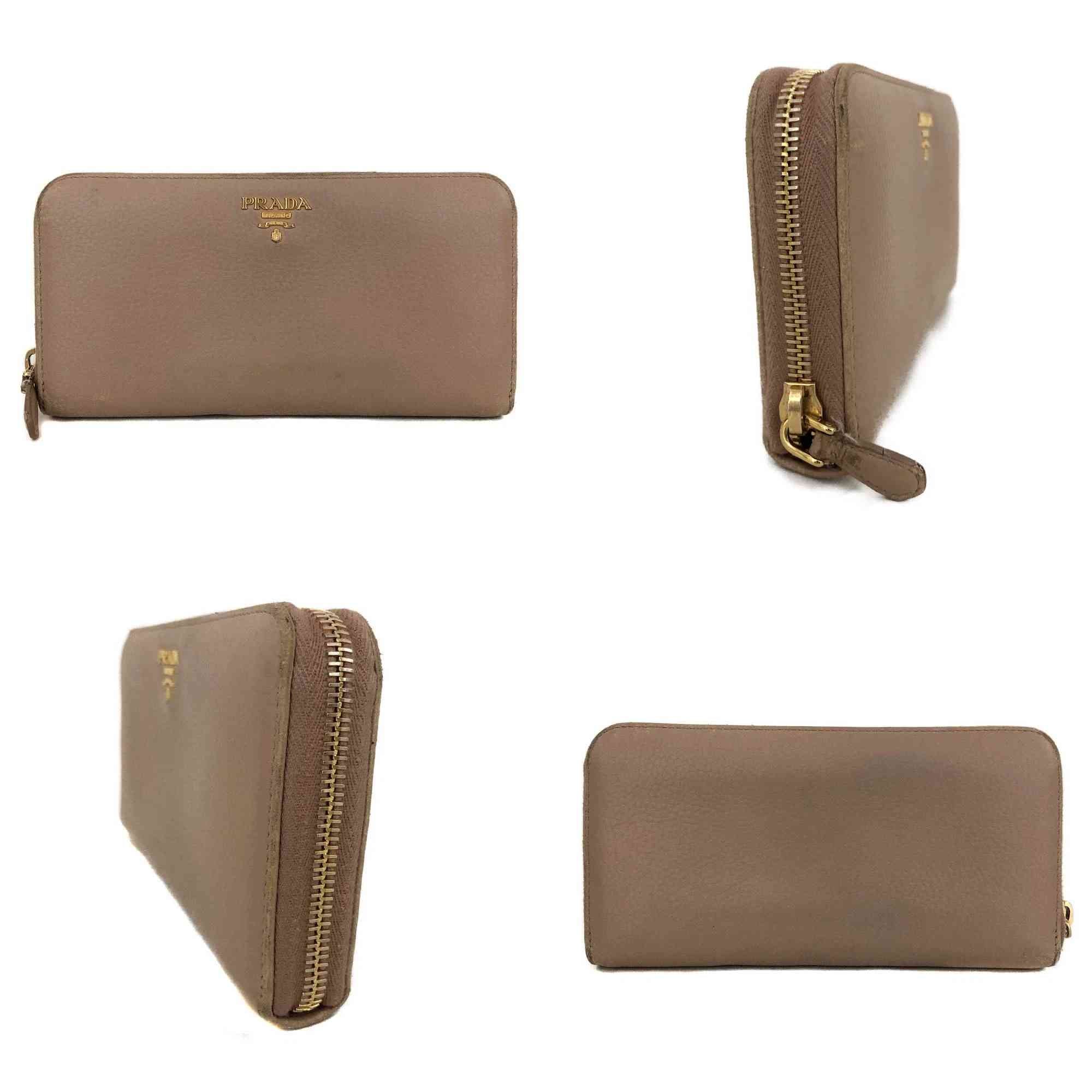 $1070  PRADA Saffiano Metal Logo Zip Around Long Wallet Pink