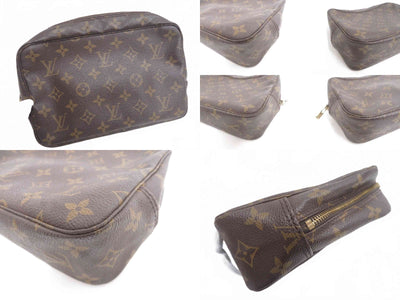 Authentic Louis Vuitton Monogram Trousse Toilette 23 Clutch Pouch Bag F#50650