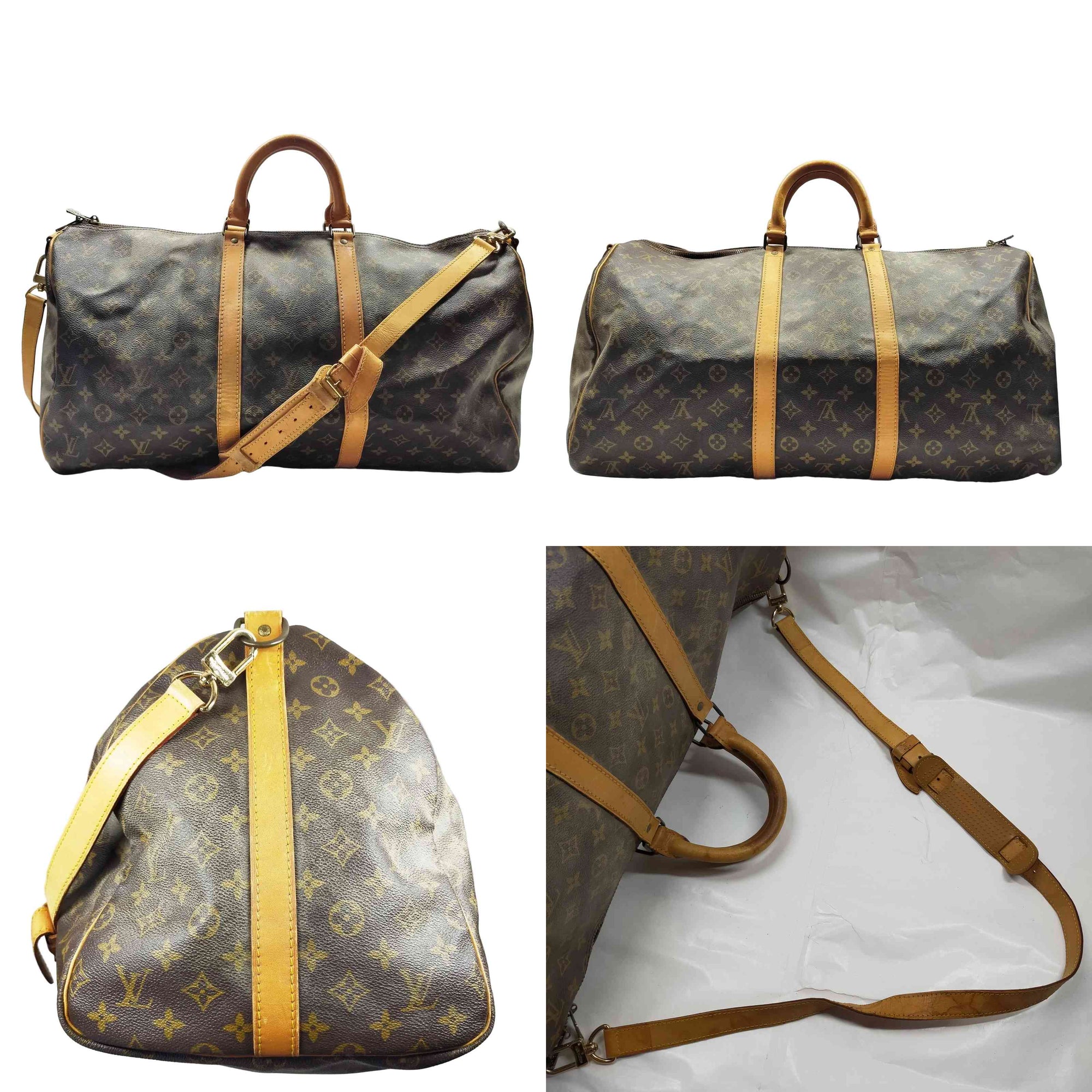 $2780 1984 Louis Vuitton LV Boston Bag Keepall Bandouliere 55 Brown Monogram 844