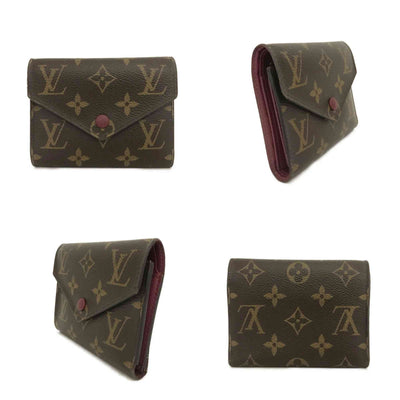 $605 2020 Louis Vuitton Monogram Victorine Trifold Wallet Fuchsia Interior FY0220