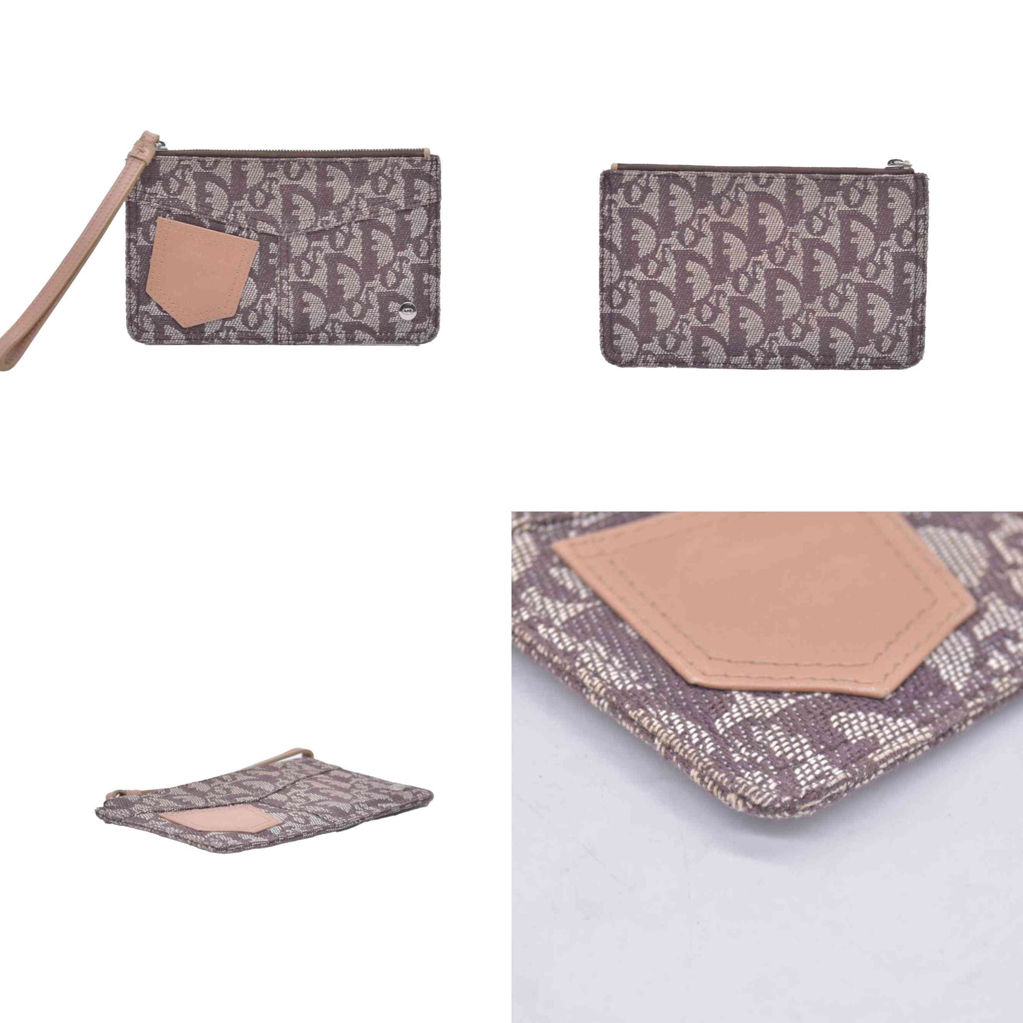 $350 Christian Dior Diorissimo Trotter Canvas Wristlet Brown Beige CONSIGNMENT