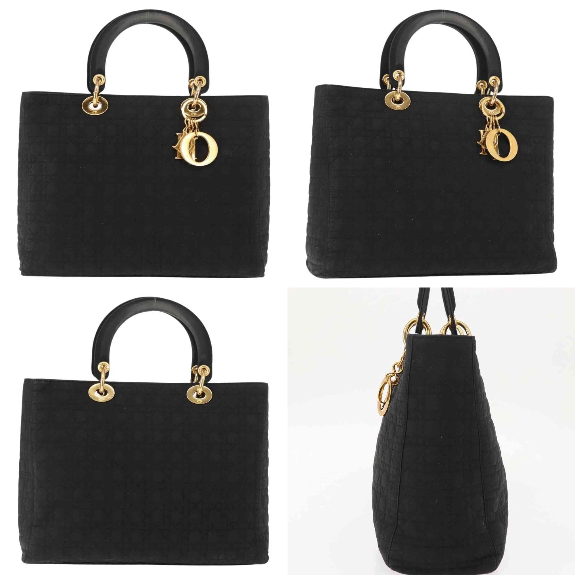 $4900 Christian Dior Nylon Cannage Large Lady Dior Black