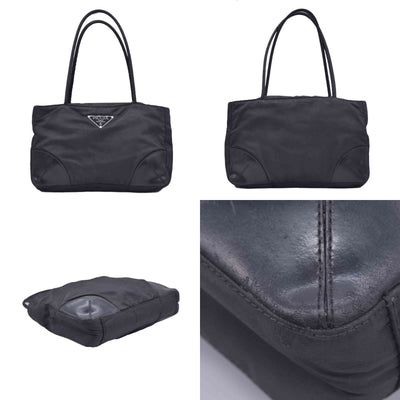 $1290 Prada Triangle Black Tessuto Nylon Shoulder Bag