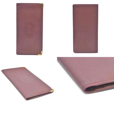 Must de Cartier Leather Bifold Long Wallet Bordeaux