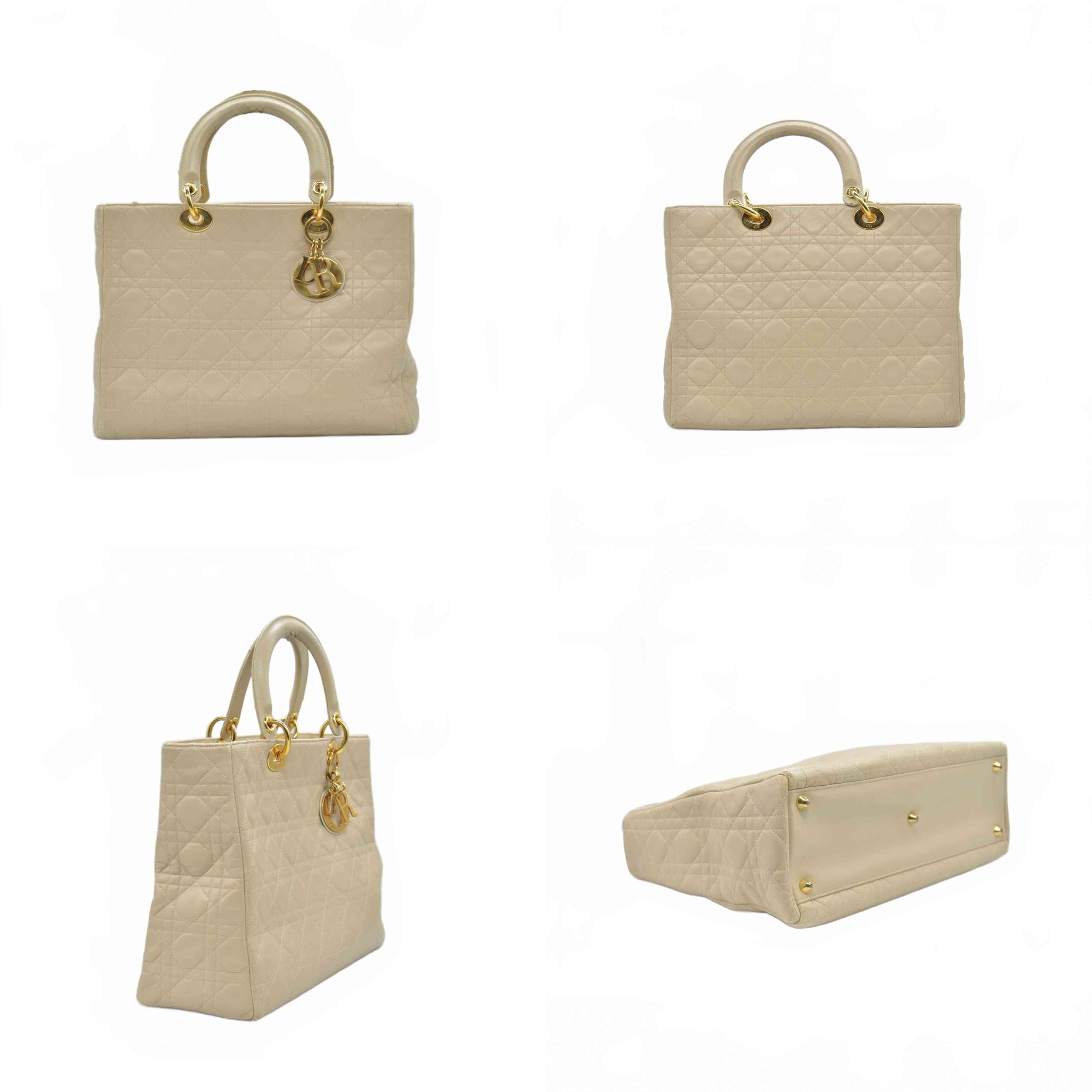 $7000 Christian Dior Large Lady Dior Beige 1997