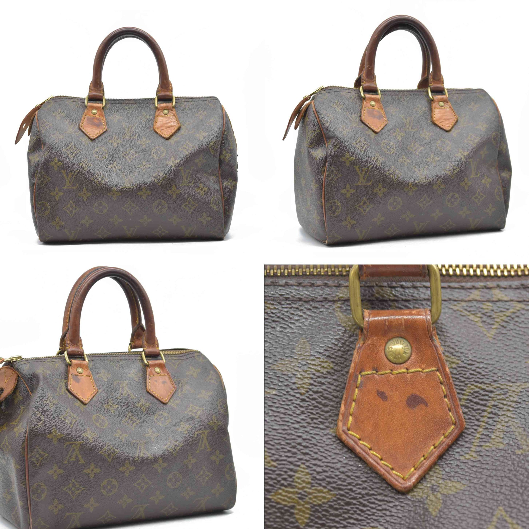 1988 Louis Vuitton Speedy 25 Handbag Monogram Brown 884