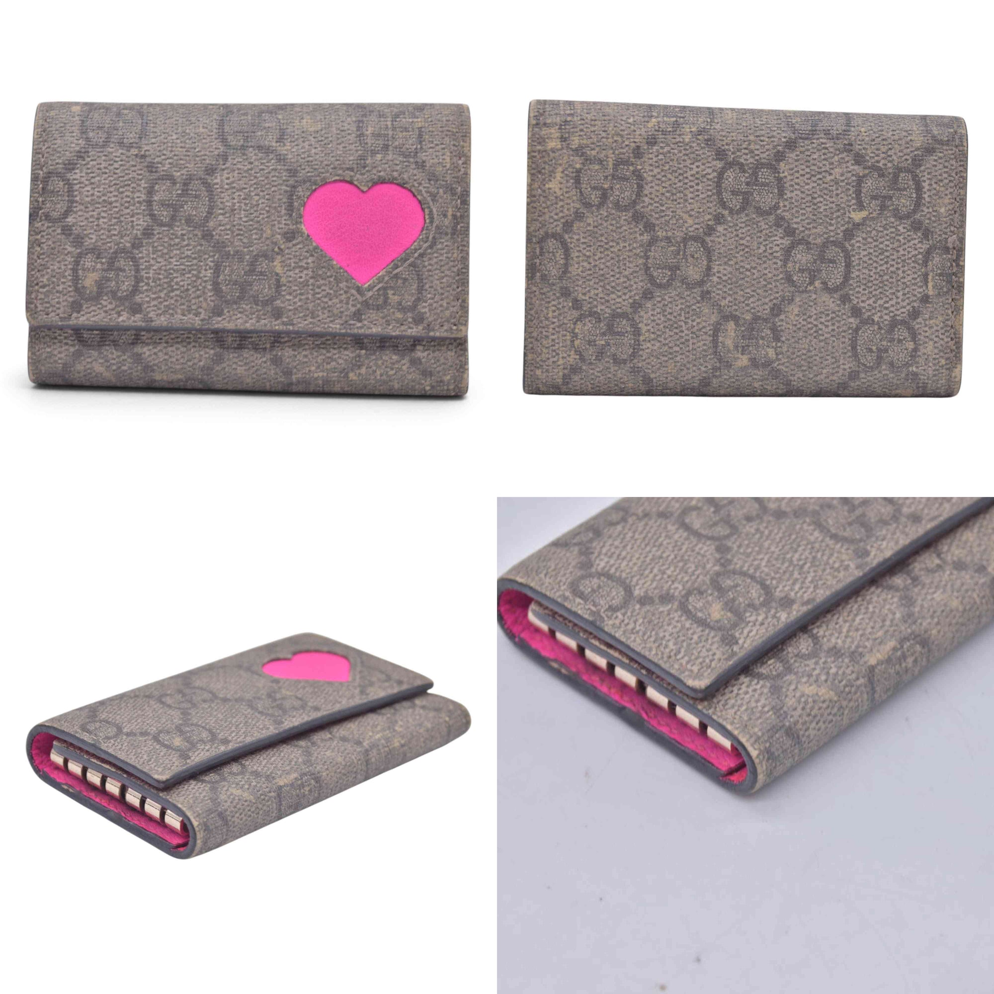 $350 GUCCI Gucci GG Supreme Floral / Heart Card Case CONSIGNMENT 10021575