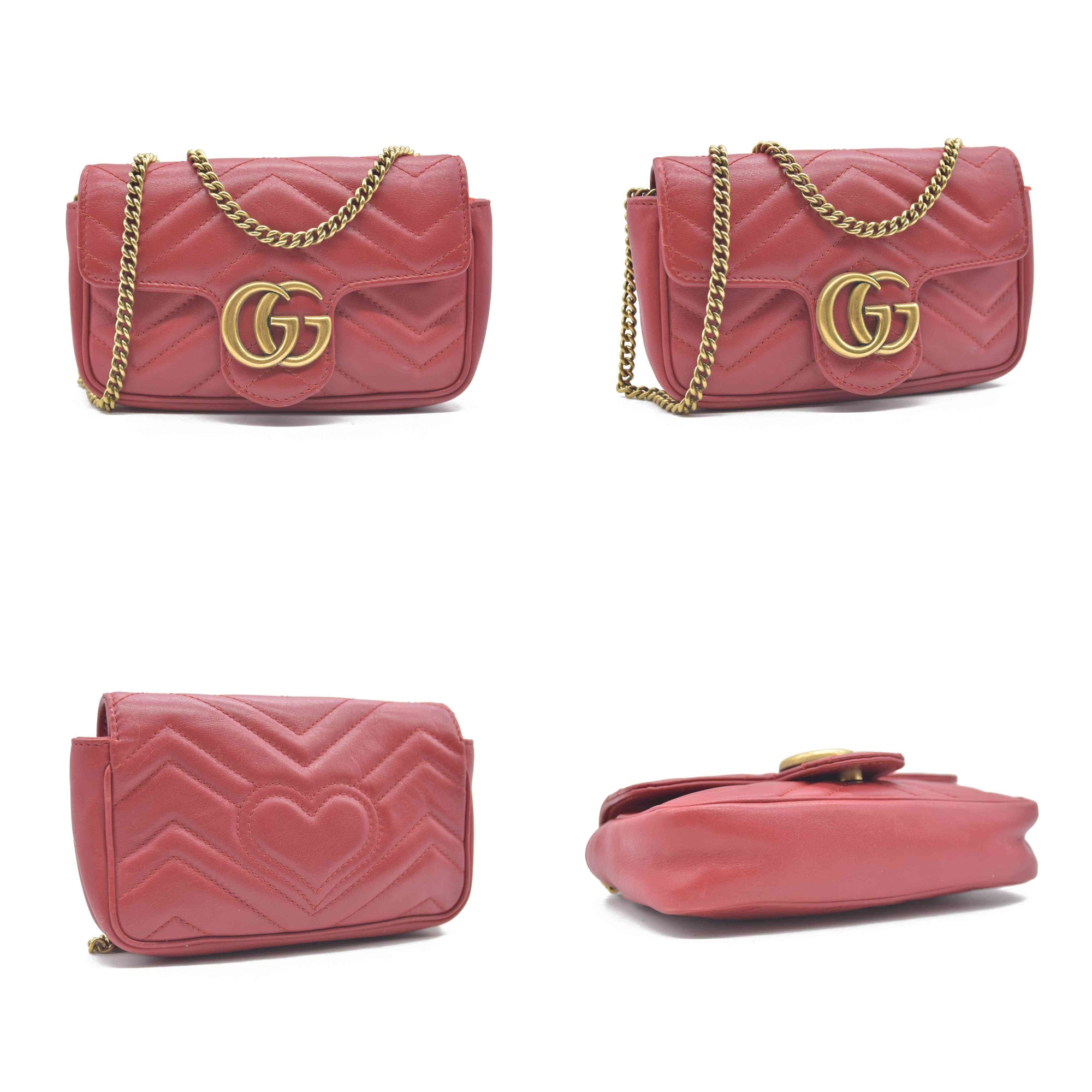 $1550 Gucci Leather Marmont Super Mini Red Crossbody CONSIGNMENT