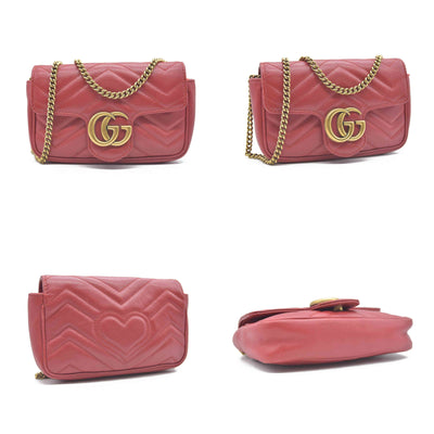 $1550 Gucci Leather Marmont Super Mini Red Crossbody CONSIGNMENT