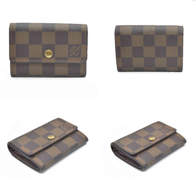 Louis Vuitton Damier Porte Monnaie Plat Coin Purse Wallet Brown MI1014