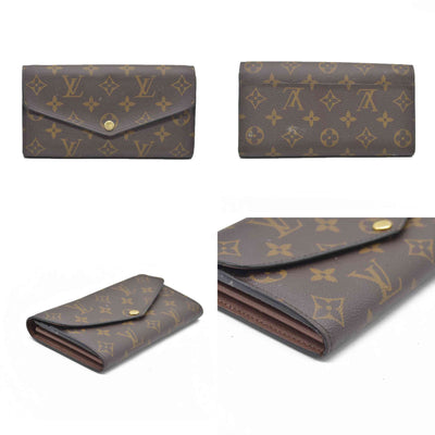 $725 Louis Vuitton Monogram Portefeiulle Sarah Long Bifold Wallet Brown SD0250