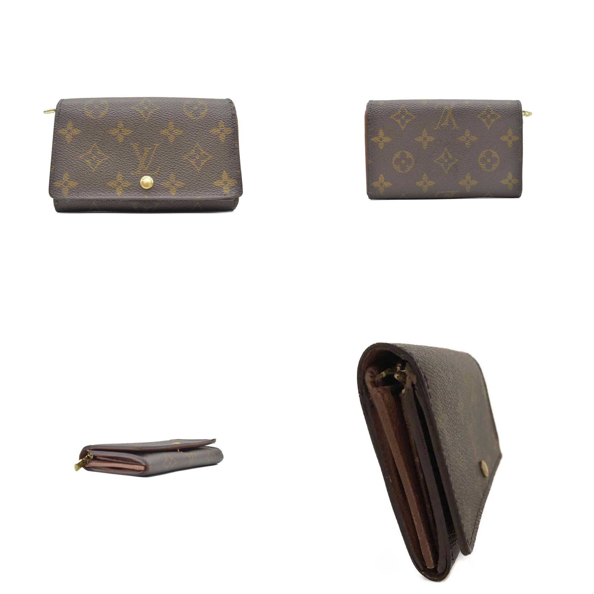 $560 Louis Vuitton Monogram Porte Monnaie Billets Tresor Bifold Wallet CA0060