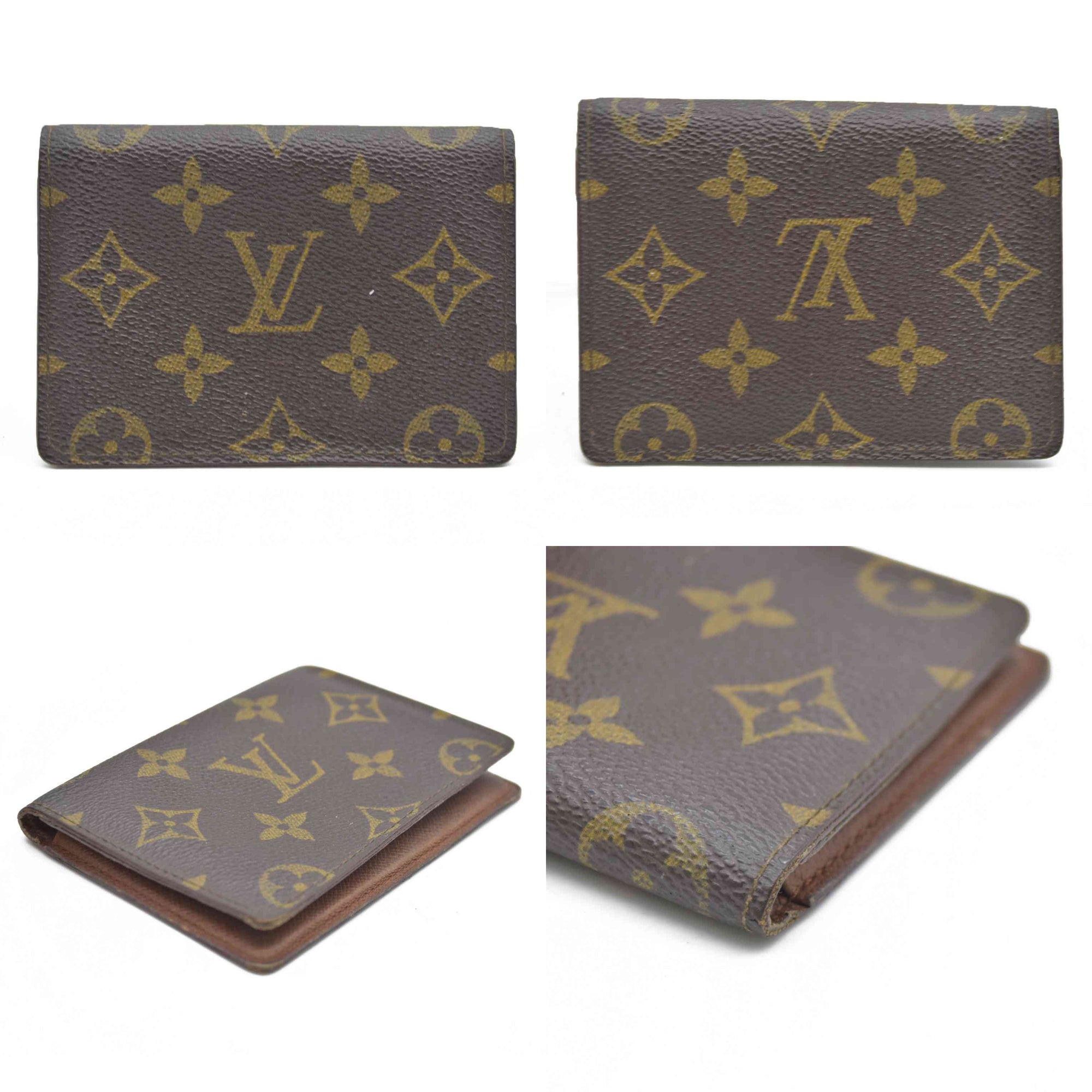 $535 Louis Vuitton Monogram Porte 2 Cartes Vertical Pass Card Case Brown CA0994 CONSIGNMENT