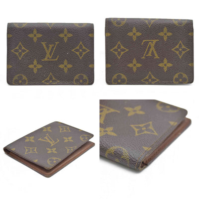 $535 Louis Vuitton Monogram Porte 2 Cartes Vertical Pass Card Case Brown CA0994 CONSIGNMENT