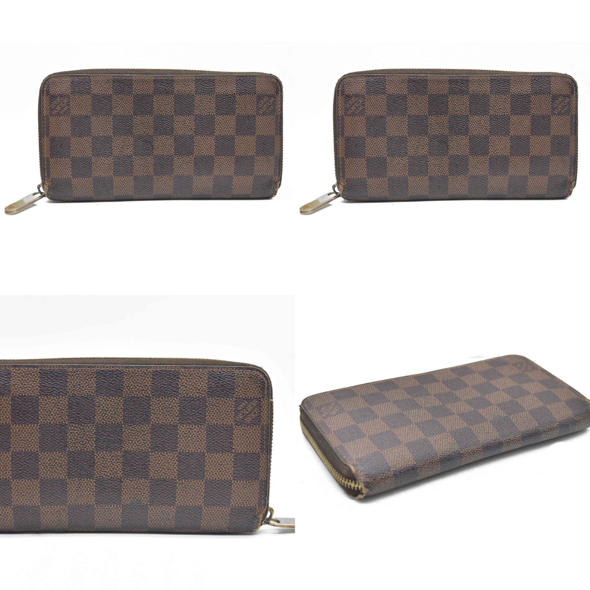 $915 Louis Vuitton Damier Ebene Zippy Wallet CA5009